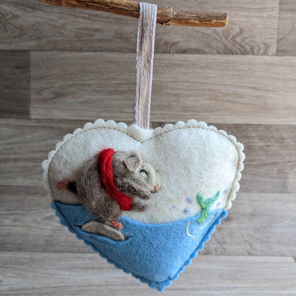 Needle Felted Guinea Pig Lavender Heart Decoration