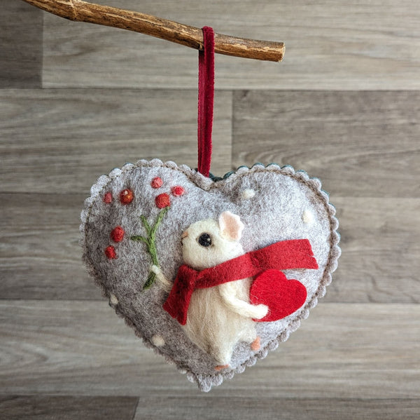 Needle Felted Guinea Pig Lavender Heart Decoration