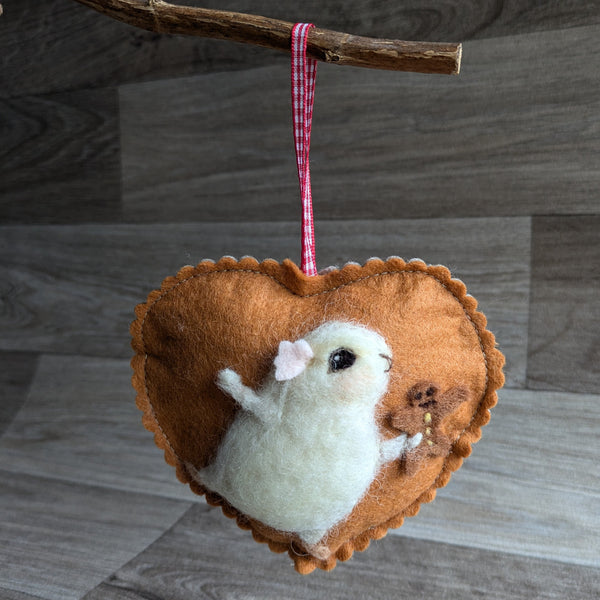 Needle Felted Guinea Pig Lavender Heart Decoration
