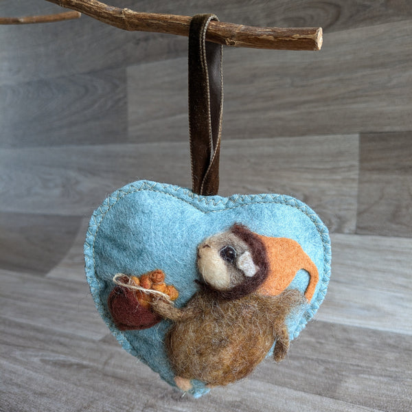 Needle Felted Guinea Pig Lavender Heart Decoration
