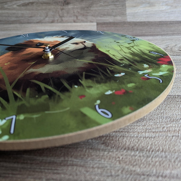 Guinea Pig Wall Clock (Red Flowers)