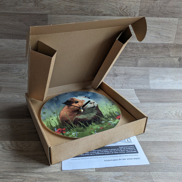 Guinea Pig Wall Clock (Red Flowers)