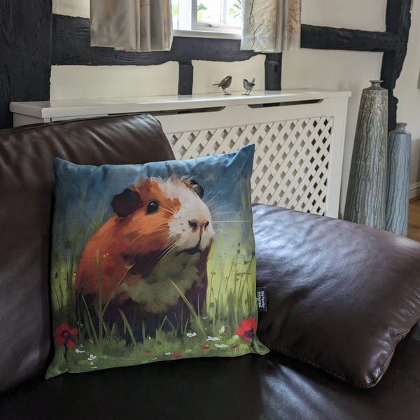 Guinea Pig Cushion (Red Flowers)