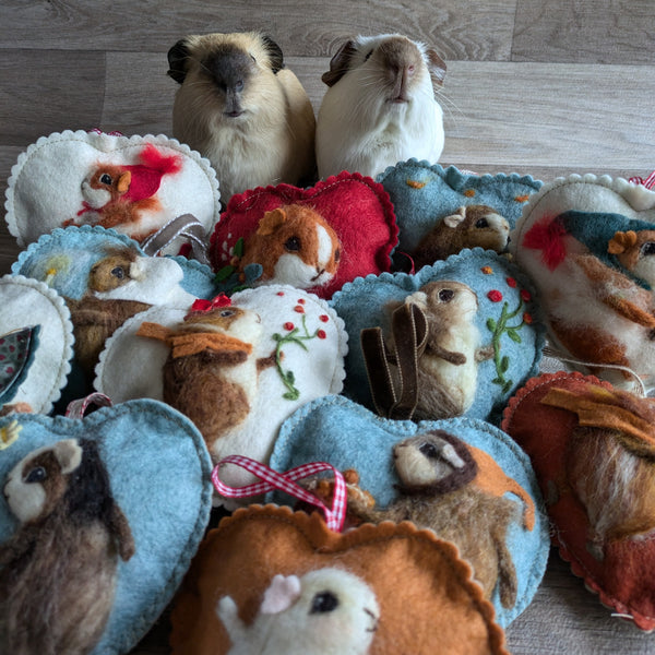 Needle Felted Guinea Pig Lavender Heart Decoration