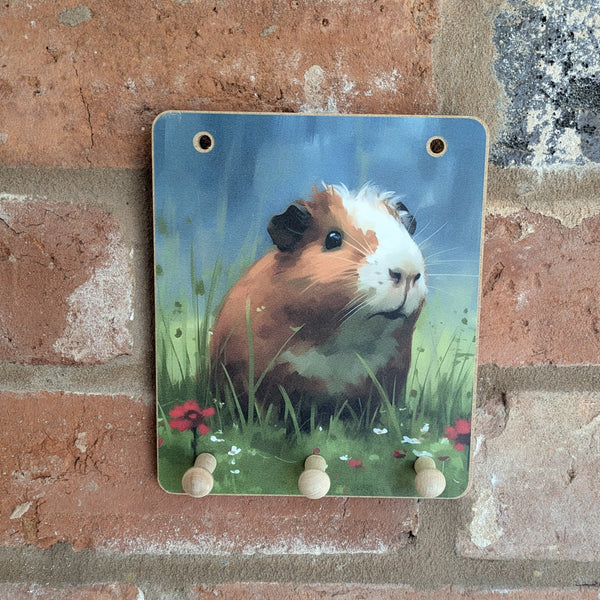 Wooden Peg Hooks (Red Flowers)