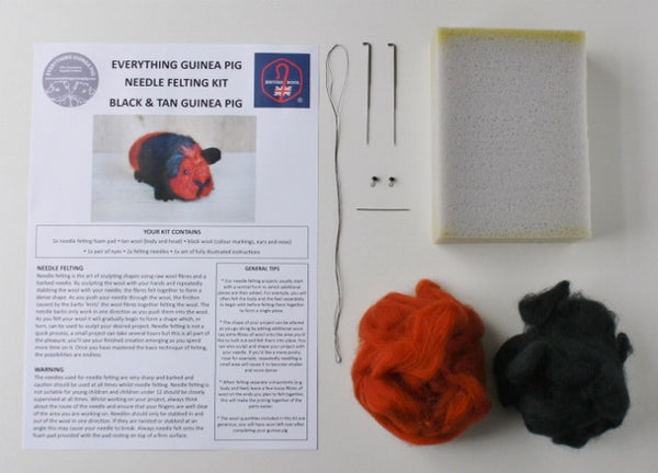 Guinea Pig Needle Felting Craft Kit - Bertie Black & Tan