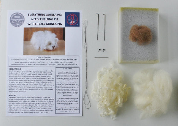 Guinea Pig Needle Felting Craft Kit - Penelope White Texel