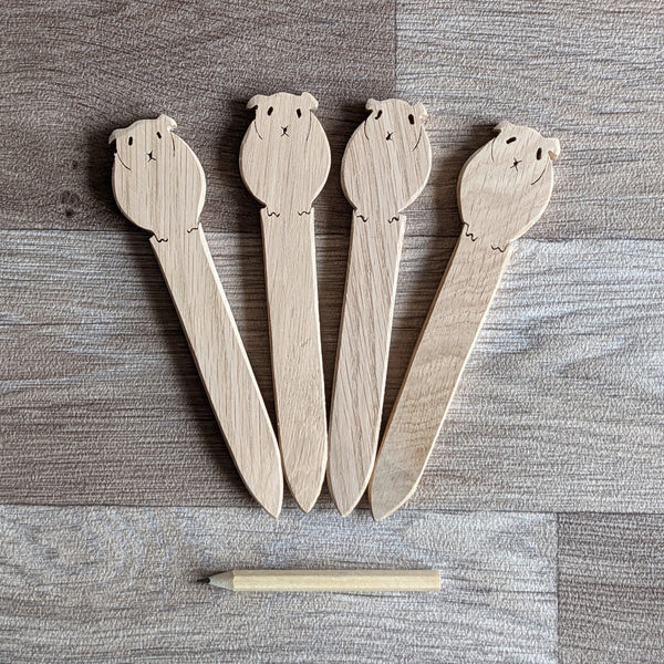 Wooden Guinea Pig Plant Markers - Pack of 4