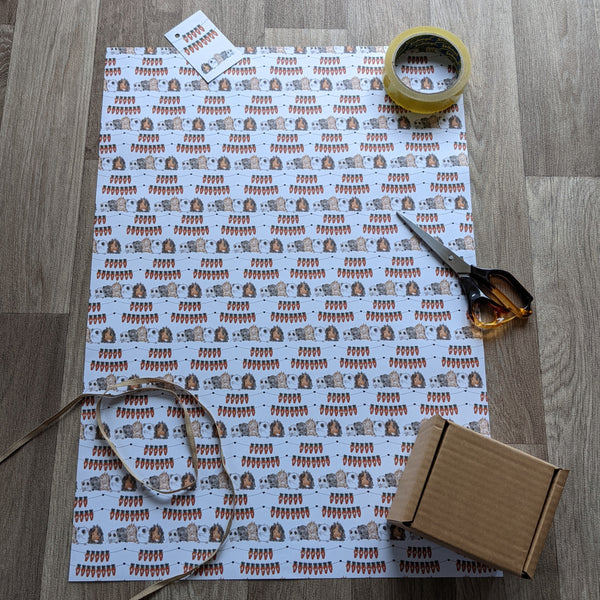 Guinea Pig Birthday Wrapping Paper and Gift Tag Set