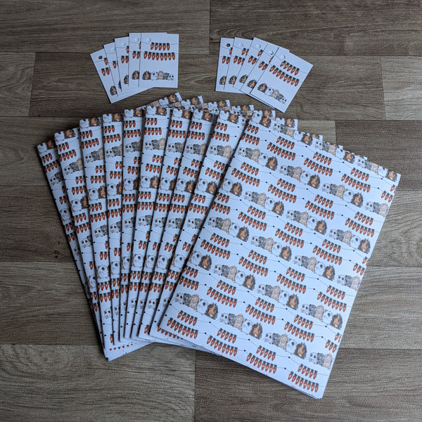 Guinea Pig Birthday Wrapping Paper and Gift Tag Set