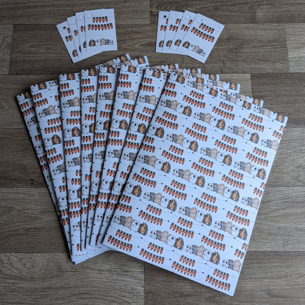 Guinea Pig Birthday Wrapping Paper and Gift Tag Set