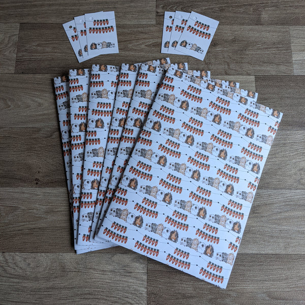 Guinea Pig Birthday Wrapping Paper and Gift Tag Set