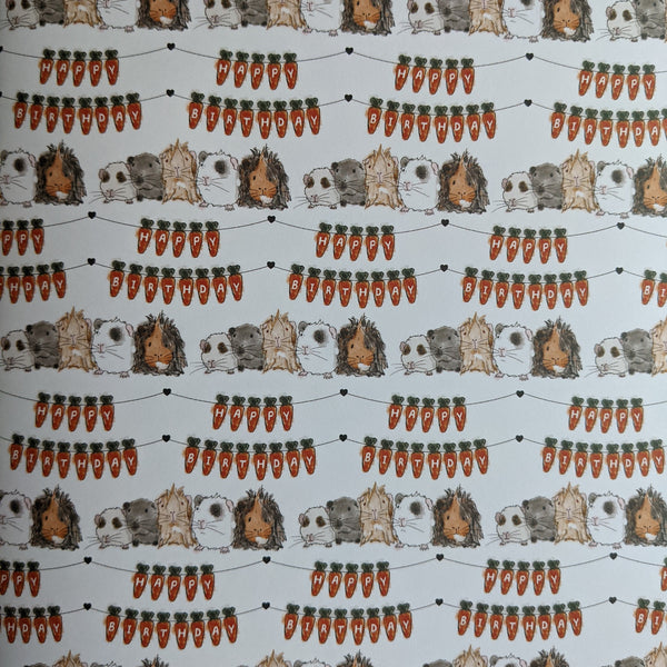 Guinea Pig Birthday Wrapping Paper and Gift Tag Set