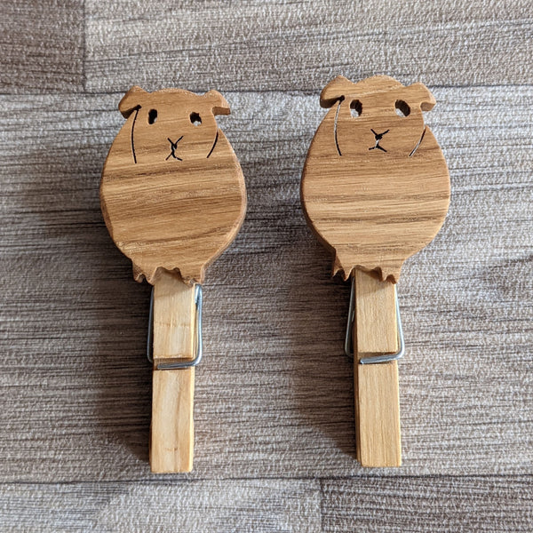 Oak Guinea Pig Kitchen Clips (Set of 2)