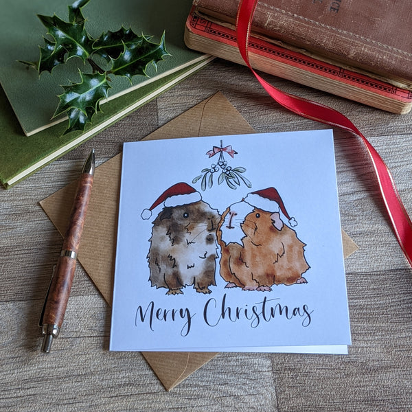 Mistletoe Guinea Pig Christmas Card