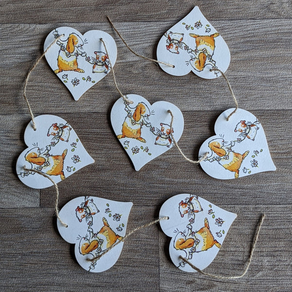 Wooden Rabbit and Guinea Pig Heart Bunting (Daisy Chain)