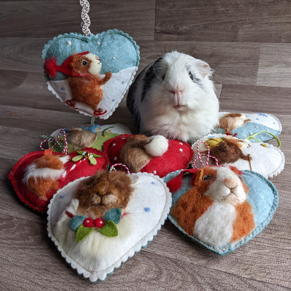 Needle Felted Guinea Pig Lavender Heart Decoration