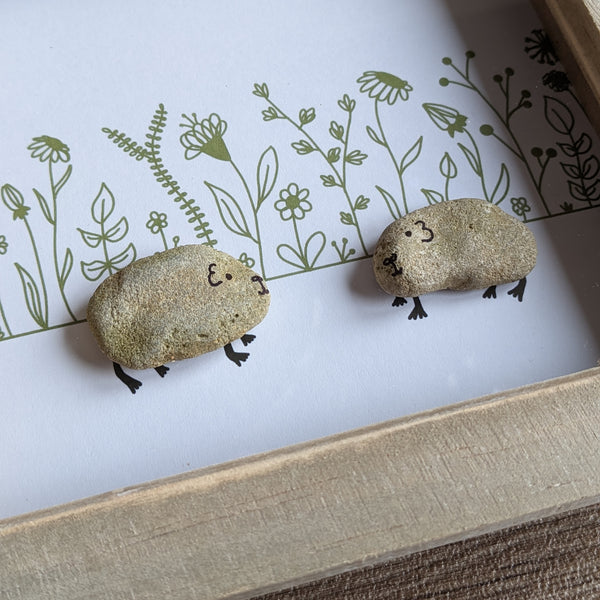 Guinea Pig Pebble Art Box Frame (Green)