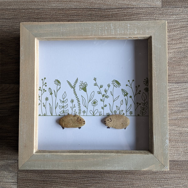 Guinea Pig Pebble Art Box Frame (Green)