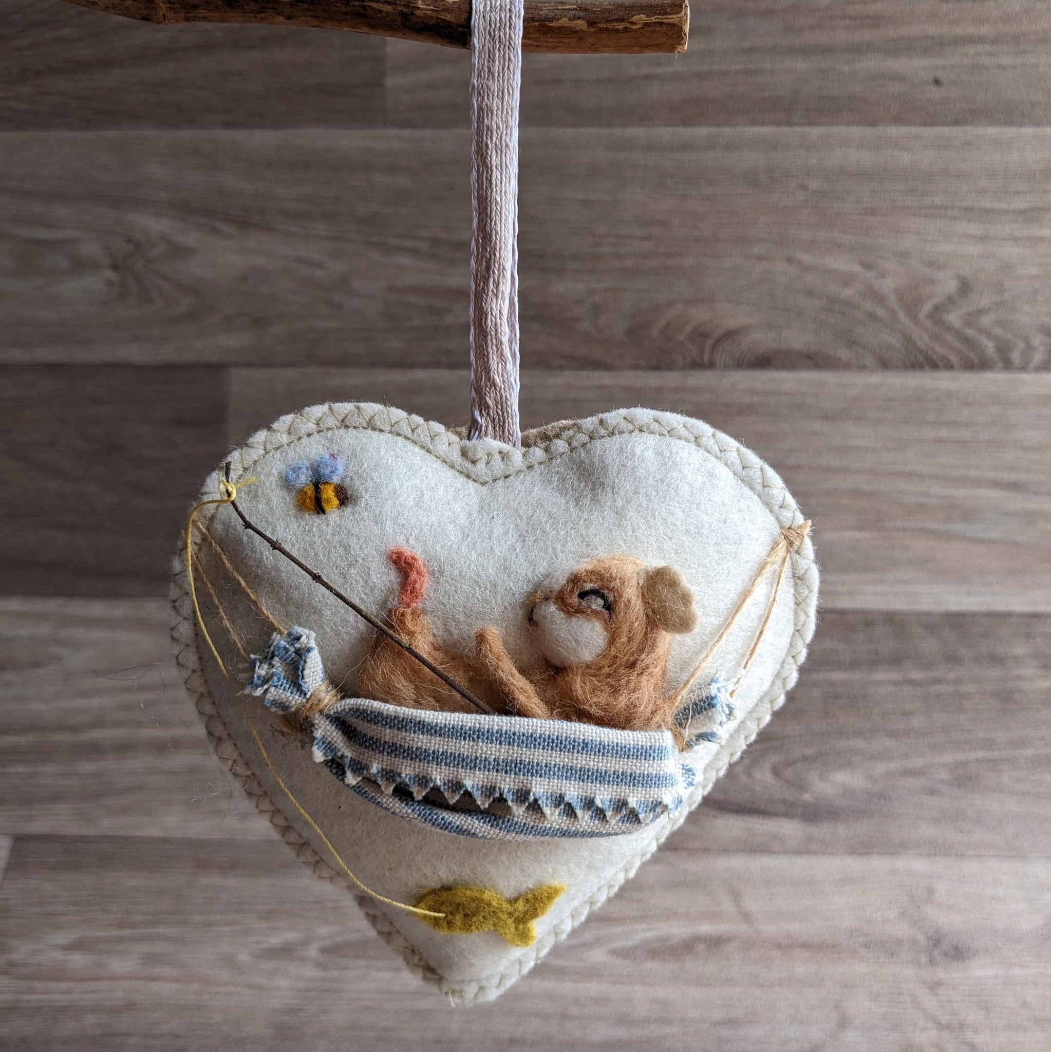 Needle Felted Guinea Pig Lavender Heart Decoration