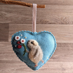 Needle Felted Guinea Pig Lavender Heart Decoration