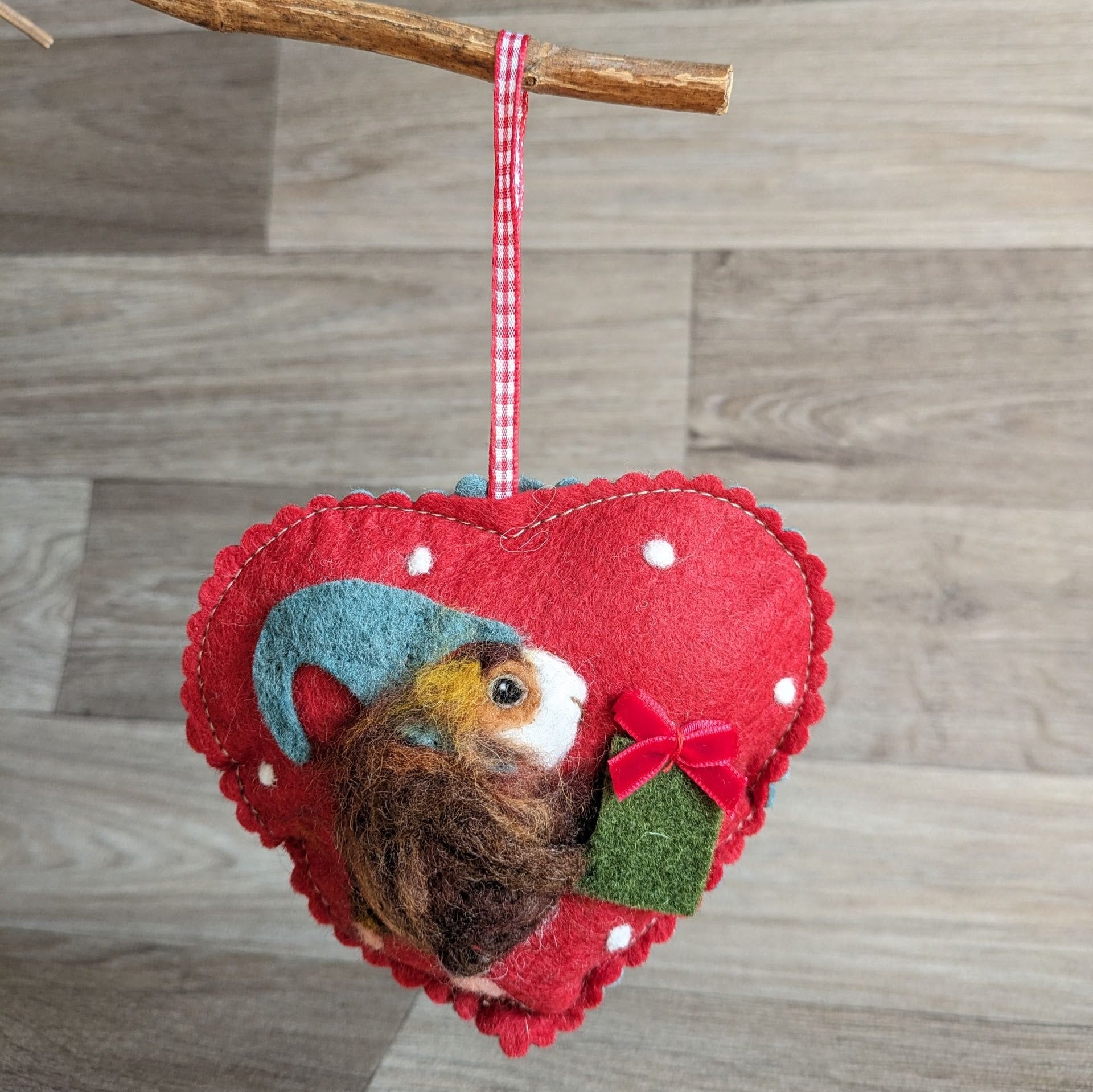 Needle Felted Guinea Pig Lavender Heart Decoration