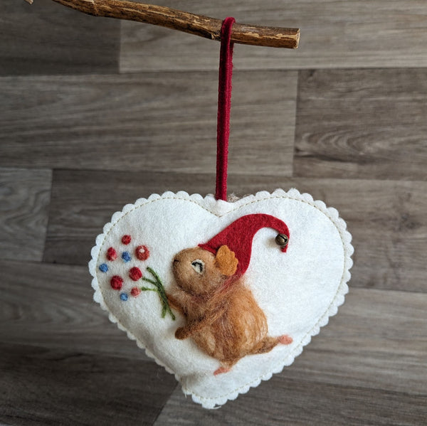 Needle Felted Guinea Pig Lavender Heart Decoration