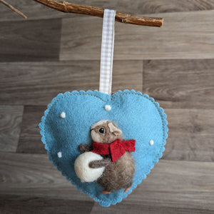 Needle Felted Guinea Pig Lavender Heart Decoration xx