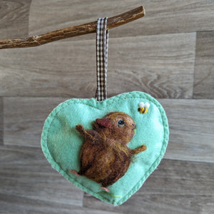 Needle Felted Guinea Pig Lavender Heart Decoration