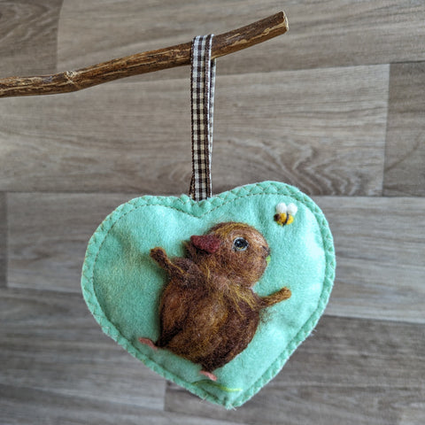 Needle Felted Guinea Pig Lavender Heart Decoration