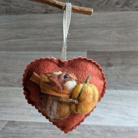 Needle Felted Guinea Pig Lavender Heart Decoration