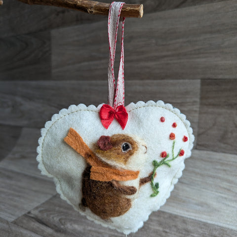 Needle Felted Guinea Pig Lavender Heart Decoration