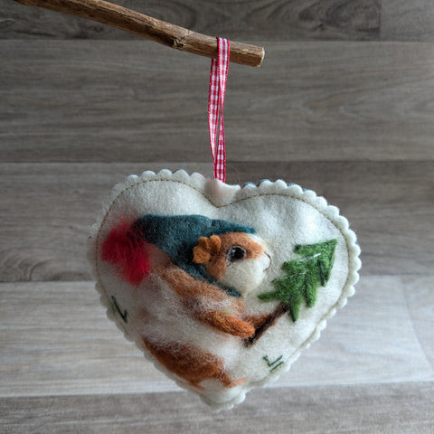 Needle Felted Guinea Pig Lavender Heart Decoration