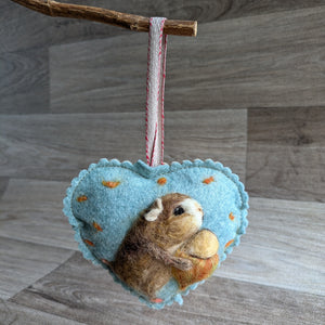 Needle Felted Guinea Pig Lavender Heart Decoration
