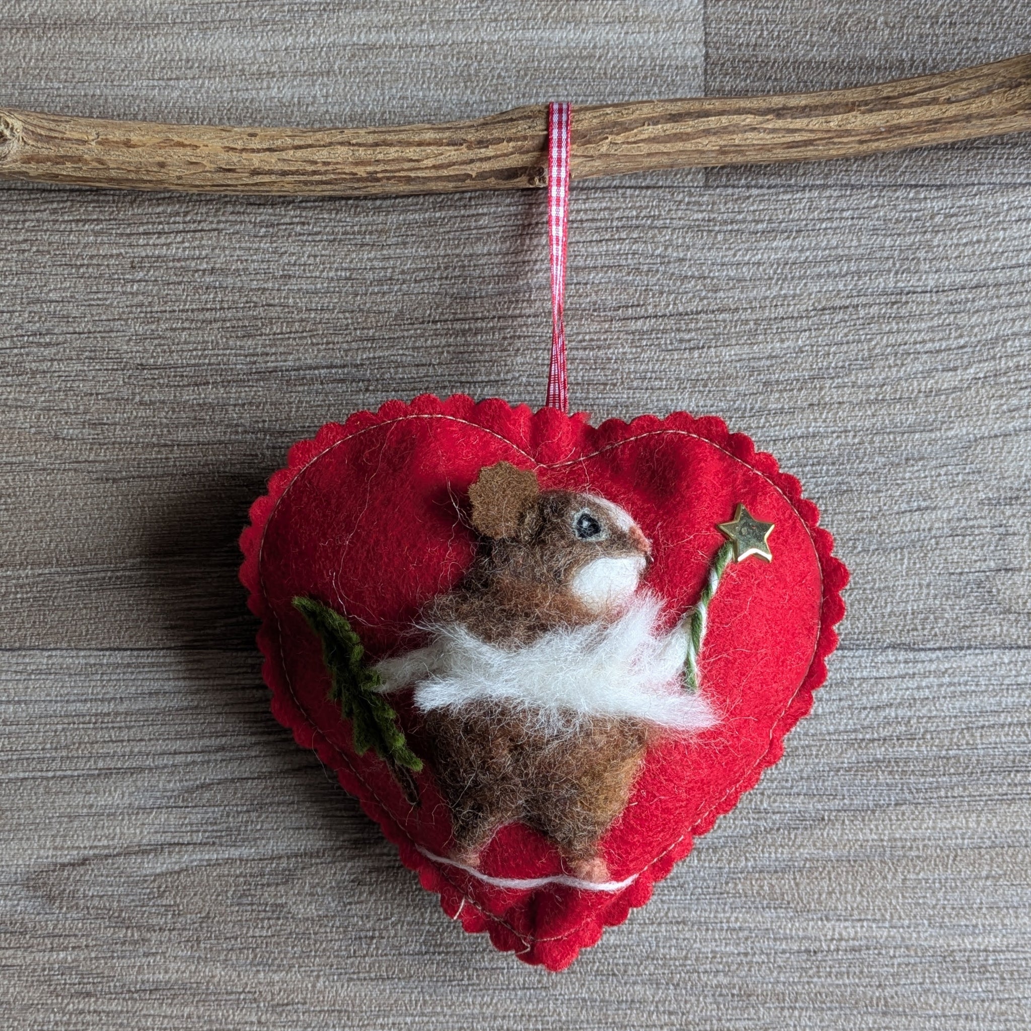 Needle Felted Guinea Pig Lavender Heart Decoration