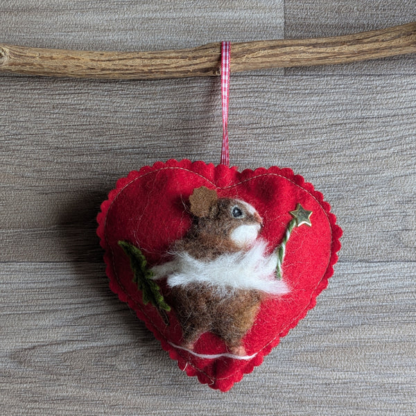 Needle Felted Guinea Pig Lavender Heart Decoration
