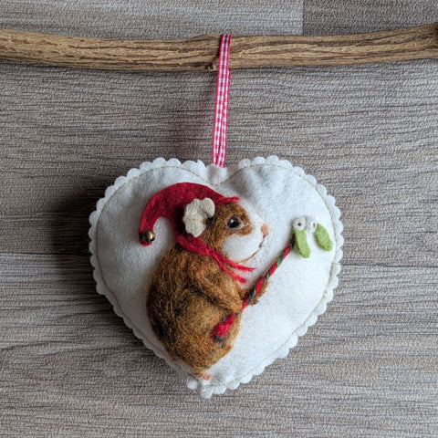 Needle Felted Guinea Pig Lavender Heart Decoration