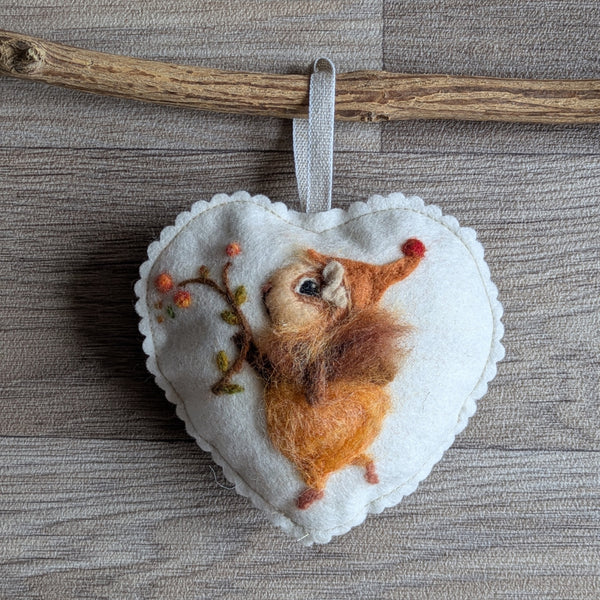 Needle Felted Guinea Pig Lavender Heart Decoration