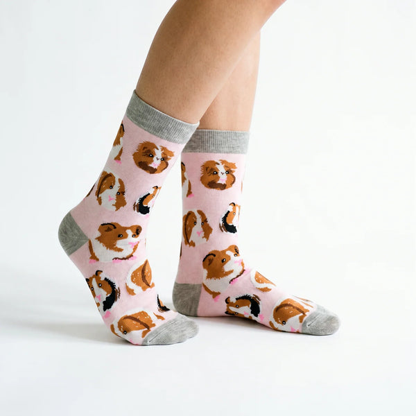Guinea Pig Socks (Size S, UK 4-8) Pink/Grey