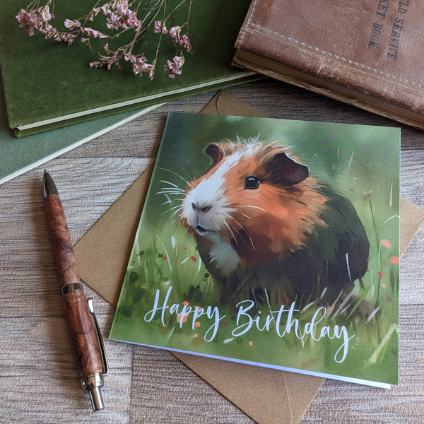 Guinea Pig Birthday Card (Tricolour)