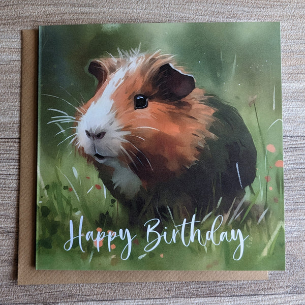 Guinea Pig Birthday Card (Tricolour)