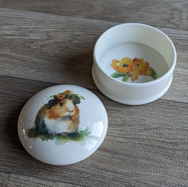 Guinea Pig Trinket Box (Floral)