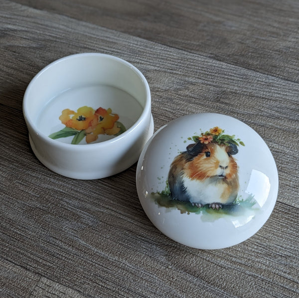 Guinea Pig Trinket Box (Floral)