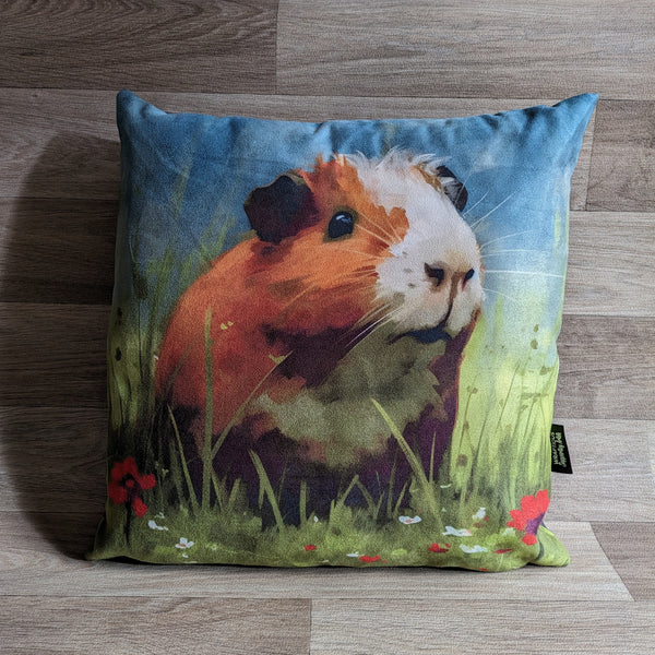Guinea Pig Cushion (Red Flowers)
