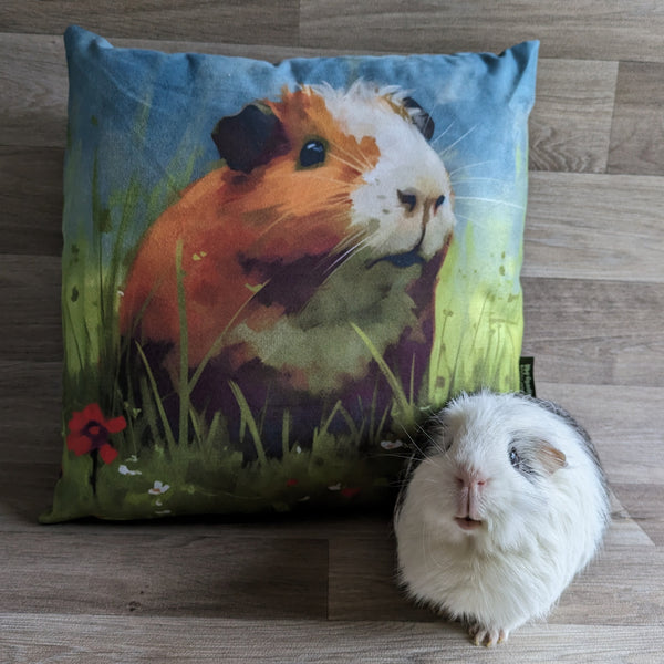 Guinea Pig Cushion (Red Flowers)