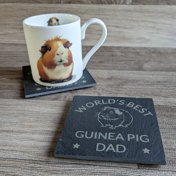 Guinea Pig Daddy Slate Coaster