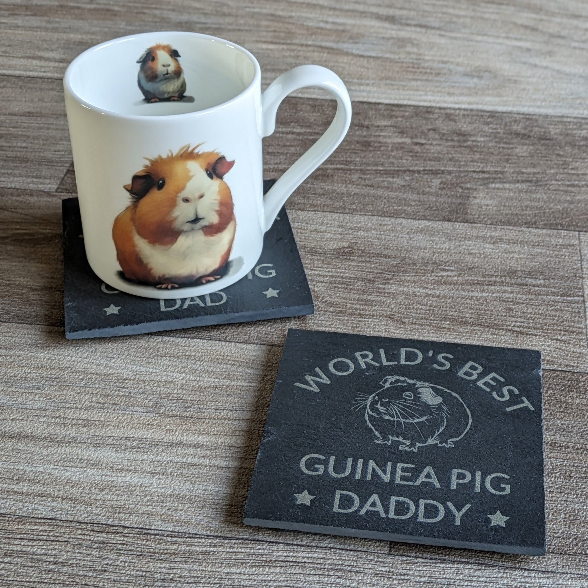 Guinea Pig Daddy Slate Coaster