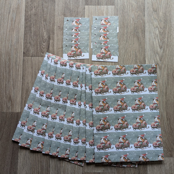 Guinea Pig Christmas Wrapping Paper and Gift Tag Set (Sleigh)