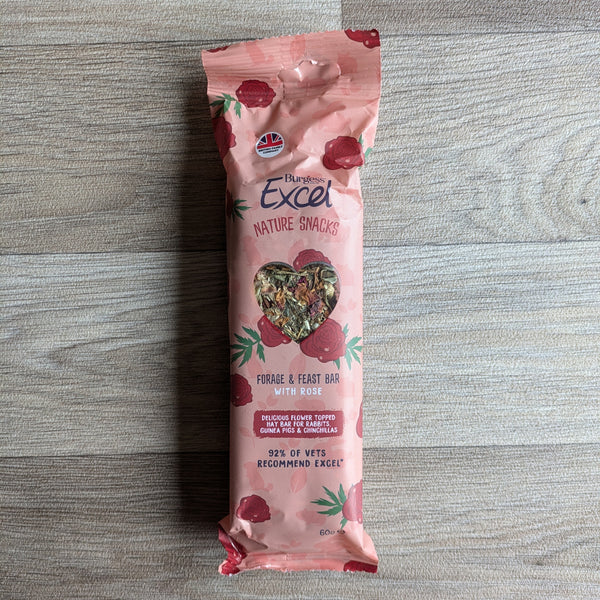 Burgess Excel Nature Snacks Forage & Feast Bar with Rose treat for guinea pigs