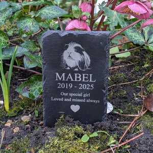 Personalised Long Haired Guinea Pig Slate Memorial Plaque